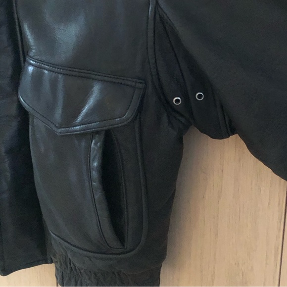 Hugo Boss Black Soft Leather Removeable Sheepskin Collar Bomber Jacket Men's 46 - Picture 5 of 16